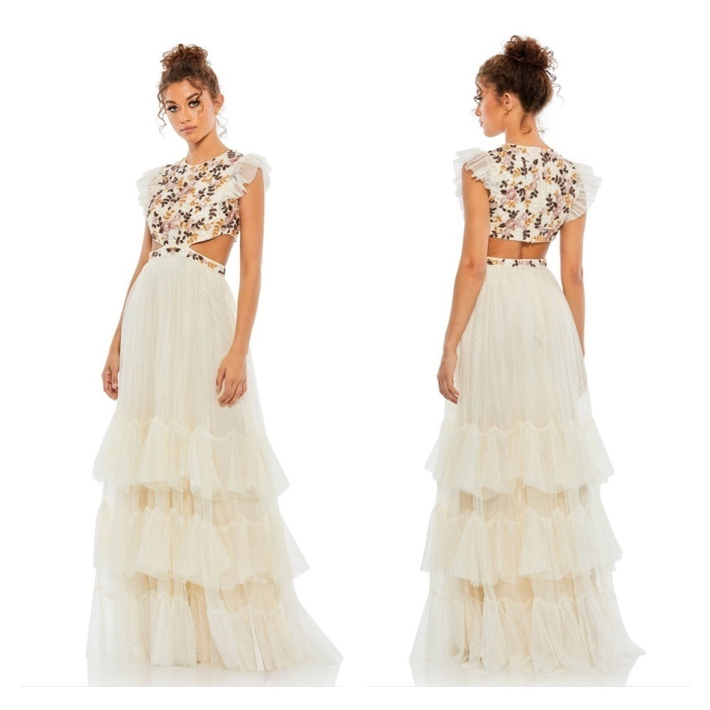 Mac Duggal 35106 NWT Cutout Waist Ruffle Skirt Dress